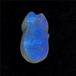 Natural Light Moonstone Pendant Fox Carved Crystal Beads Healing Luck Gift