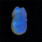 Natural Light Moonstone Pendant Fox Carved Crystal Beads Healing Luck Gift