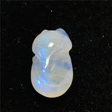 Natural Light Moonstone Pendant Fox Carved Crystal Beads Healing Luck Gift