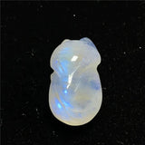 Natural Light Moonstone Pendant Fox Carved Crystal Beads Healing Luck Gift