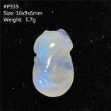 Natural Light Moonstone Pendant Fox Carved Crystal Beads Healing Luck Gift