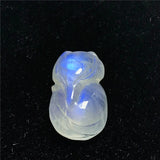 Natural Light Moonstone Fox Carved Crystal Pendant AAAAA
