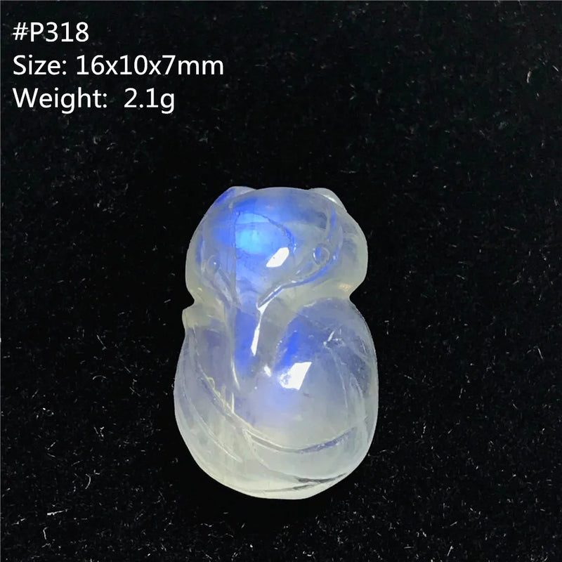 Natural Light Moonstone Fox Carved Crystal Pendant AAAAA