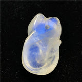 Natural Light Moonstone Fox Carved Crystal Pendant AAAAA