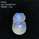 Natural Light Moonstone Fox Carved Crystal Pendant AAAAA