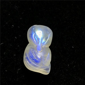 Natural Light Moonstone Fox Carved Pendant Healing Beauty Love Luck Stone