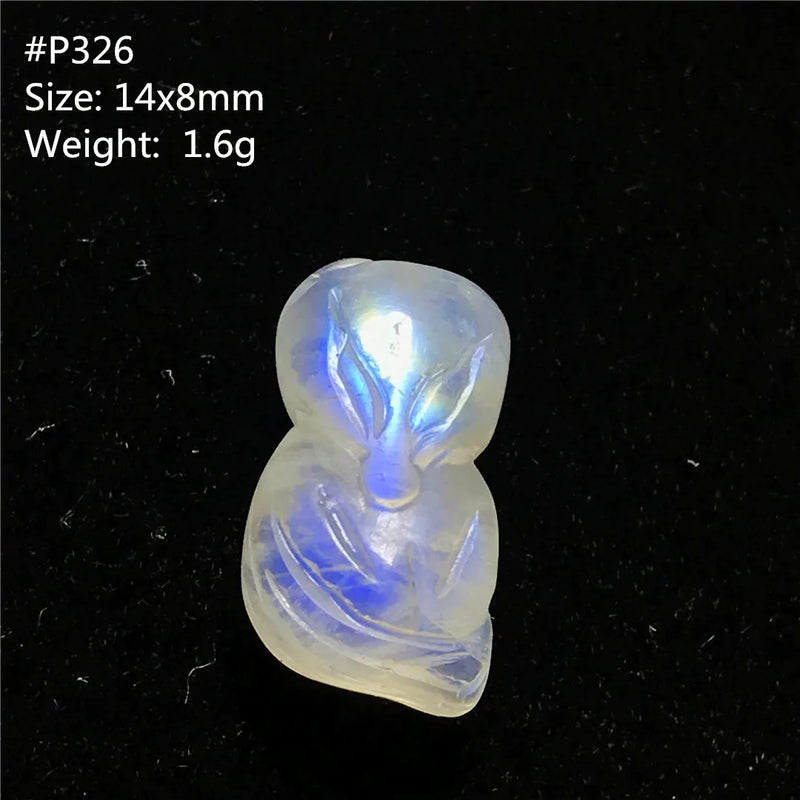 Natural Light Moonstone Fox Carved Pendant Healing Beauty Love Luck Stone