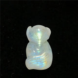 Moonstone Fox Carved Crystal Pendant Healing Luck Stone