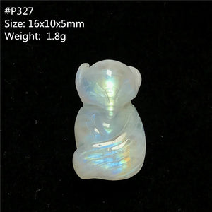 Moonstone Fox Carved Crystal Pendant Healing Luck Stone