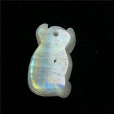 Moonstone Fox Carved Crystal Pendant Healing Luck Stone