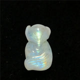 Moonstone Fox Carved Crystal Pendant Healing Luck Stone