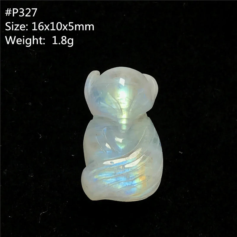 Moonstone Fox Carved Crystal Pendant Healing Luck Stone