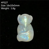 Moonstone Fox Carved Crystal Pendant Healing Luck Stone