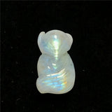 Moonstone Fox Carved Crystal Pendant Healing Luck Stone