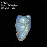 Natural Light Moonstone Pendant Fox Carved Crystal Beads Healing Jewelry