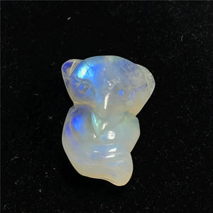 Moonstone Pendant Fox Carved Crystal Beads Luck Healing Stone Jewelry