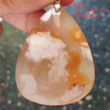 Natural Cherry Agate Gemstone Pendant Crystal Necklace Water Drop