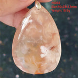 Natural Cherry Agate Gemstone Pendant Crystal Necklace Water Drop
