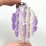 Colorful Fluorite Pendant Fox Crafted Jewelry 45x30x11mm Beads Silver AAAAA