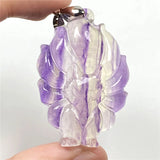 Colorful Fluorite Pendant Fox Crafted Jewelry 45x30x11mm Beads Silver AAAAA