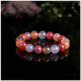 Colorful Salt Yanyuan Agate Red Round Beads Bracelet 7-13mm