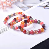 Colorful Salt Yanyuan Agate Red Round Beads Bracelet 7-13mm