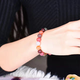 Colorful Salt Yanyuan Agate Red Round Beads Bracelet 7-13mm