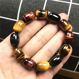 Colorful Tiger's Eye Bracelet Crystal Beads Red Yellow for Women Lady Men