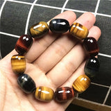 Colorful Tiger's Eye Bracelet Crystal Beads Red Yellow for Women Lady Men