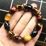 Colorful Tiger's Eye Bracelet Crystal Beads Red Yellow for Women Lady Men