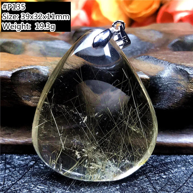 Natural Rutilated Pendant Water Drop Beads Gemstone Jewelry