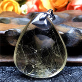 Natural Rutilated Pendant Water Drop Beads Gemstone Jewelry