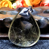 Natural Rutilated Pendant Water Drop Beads Gemstone Jewelry