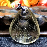 Natural Rutilated Pendant Water Drop Beads Gemstone Jewelry