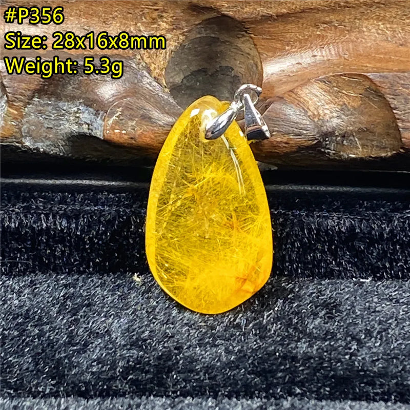 Natural Rutilated Pendant Jewelry 28x16x8mm For Wealth Luck Gift