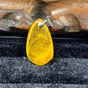 Natural Rutilated Pendant Jewelry 28x16x8mm For Wealth Luck Gift