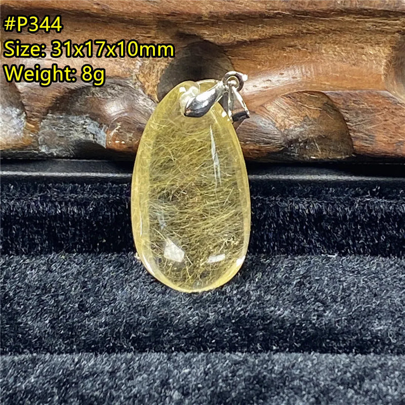 Natural Rutilated Pendant 31x17x10mm For Wealth Luck Gift