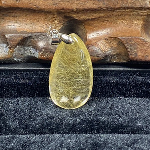 Natural Rutilated Pendant 31x17x10mm For Wealth Luck Gift