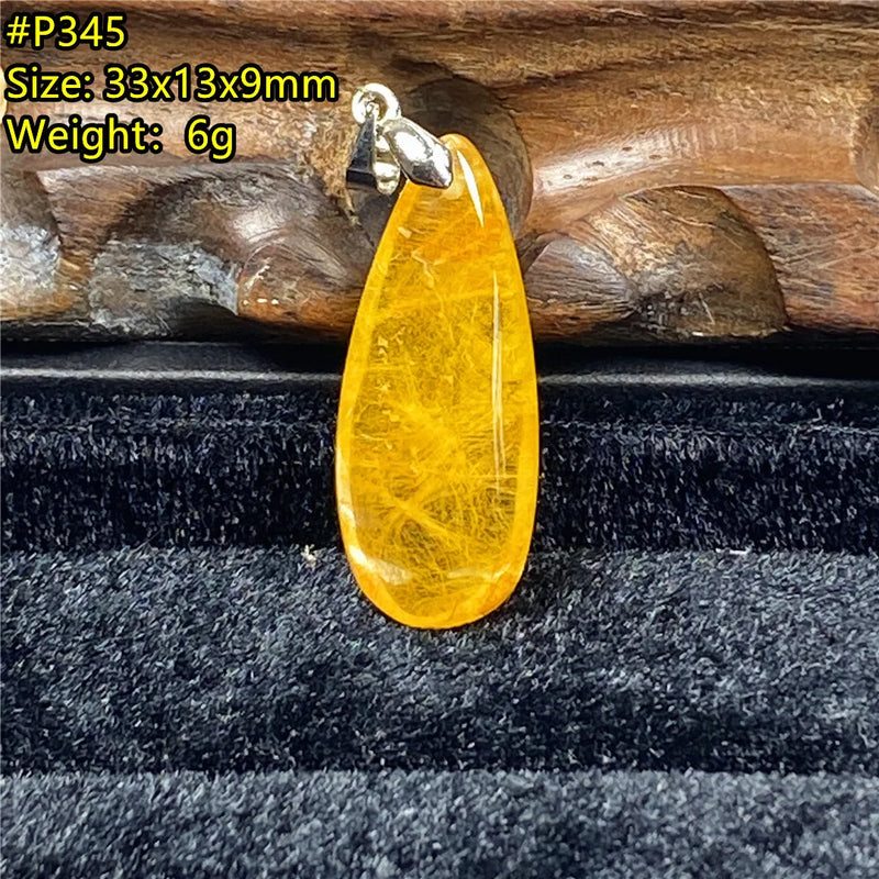 Natural Rutilated Pendant Jewelry 33x13x9mm For Wealth Luck Gift