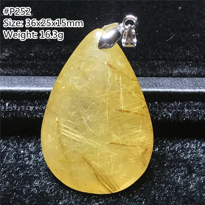 Natural Rutilated Quartz Necklace Pendant 36x25x15mm Beads