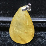 Natural Rutilated Quartz Necklace Pendant 36x25x15mm Beads