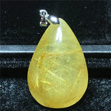 Natural Rutilated Quartz Necklace Pendant 36x25x15mm Beads