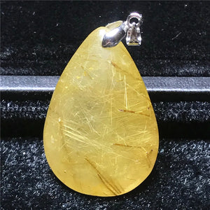 Natural Rutilated Quartz Necklace Pendant 36x25x15mm Beads