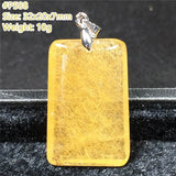 Rutilated Quartz Pendant Reiki Crystal Love Wealth Luck Gift Silver Jewelry