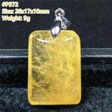 Rutilated Quartz Pendant Reiki Crystal Love Wealth Luck Gift Silver Jewelry