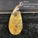 Rutilated Quartz Pendant Reiki Crystal Love Wealth Luck Gift Silver Jewelry