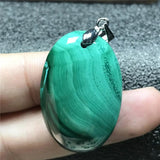 Natural Green Malachite Chrysocolla Pendant Jewelry 33x21x8mm Oval Gemstone