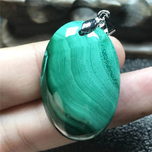 Natural Green Malachite Chrysocolla Pendant Jewelry 33x21x8mm Oval Gemstone