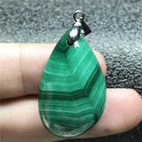 Natural Green Malachite Chrysocolla Pendant Silver Crystal 30x19x10mm