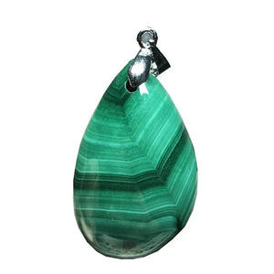Natural Green Malachite Chrysocolla Pendant Silver Crystal 30x19x10mm
